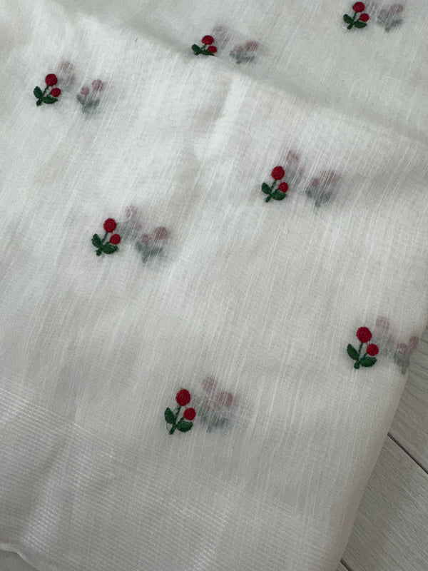 Slub cotton saree with embroidery MS2302