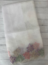 Handworked glass organza saree with applique work- MSHW227 - White