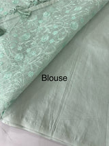 Moonga checks saree with embroidery MSH219 - PastelAqua