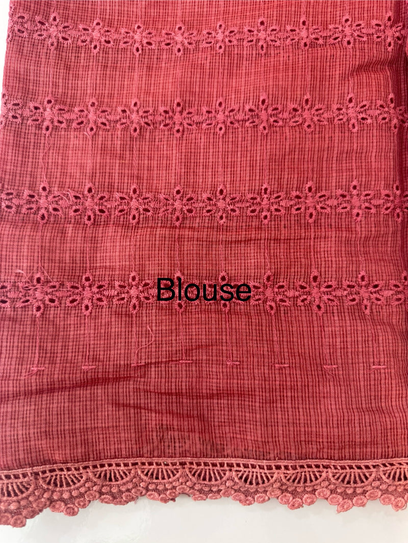 NetKota Hakoba saree with lace border MS6713- Faded Red