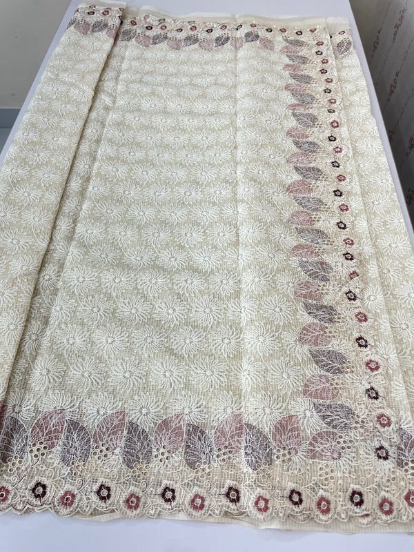 Cutwork Phulkari NetKota embroidery saree - MSH987