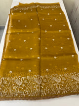 Silk organza saree with aari embroidery - MS14923