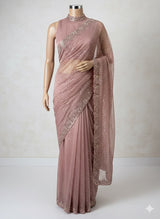 Handworked Designer tissue silk blend saree with sequins & cutdana work - MSHW270 DuskyOnion
