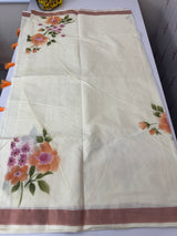 Kerala cotton saree with floral prints