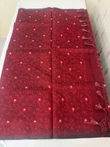 Kota silk cotton saree with applique work MS81788 - MaroonRed