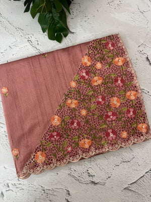 Cutwork Semi tussar saree MTSS680