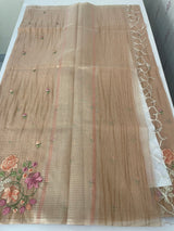 Soft Tissue kota embroidery saree MSK4660 DustyPeach
