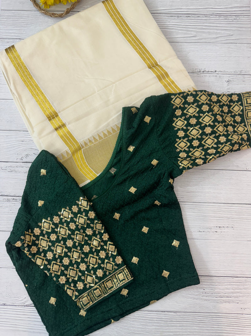 Stretchable Readymade blouse with sequence work- MSBL