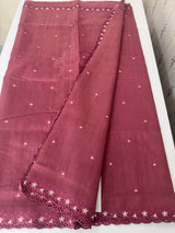 Blended tussar saree with cutwork border- MSHK268 Cranberry