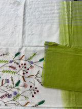 Linen blend Saree with hand embriodery MLS611