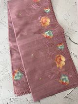 Crushed Blended tussar silk saree with embroidery- MTS355 - PastelOnion