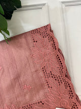 Blended tussar saree with cutwork SSPNMNR Peach