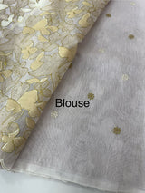 Jute Linen saree with thread work MSH206 - Lavender