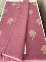 Kota Moonga checks saree with tissue applique work MMS431