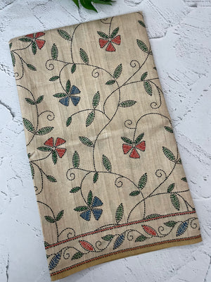 Muga silk saree with prints- MMB891