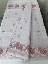 Supernet saree with cross stitch embroidery MSH116- Lavender