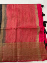 Soft silk sarees with contrast pallu & blouse MJL890Black andpink