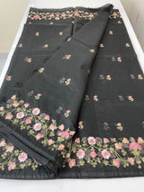 Supernet embriodery saree SSPNERM Black