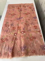 Crush Organza saree with embroidery work MBS699 PeachPink