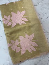 Copper Tissue silk saree with applique work MSH252