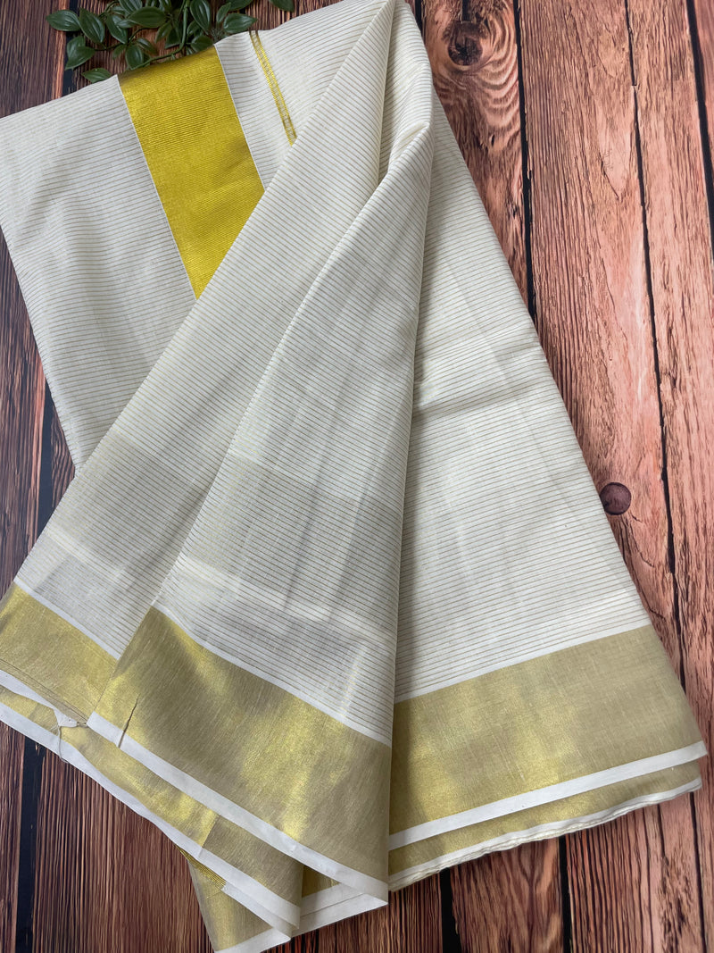 READY TO WEAR - Kerala cotton saree - Gold