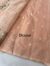 Phulkari NetKota embroidery saree - MSH126 PastelPeach