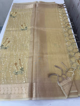 Tissue Silk embriodery saree MS49892 DustyYellow