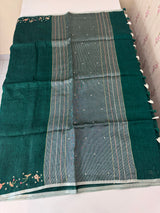 Pure linen handwork sarees MLS7854