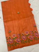 Art tussar saree with embroidery MST677