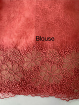 Semi Soft Organza saree with thread work and applique borders - MCW666 DarkPeachyPink