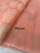 Viscose organza saree with thread work - MSH925 PeachPink