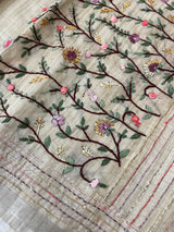 Handworked Blended tussar silk saree with handworked blouse MS90543