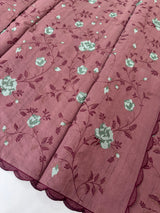 Crushed Blended Tussar silk saree with embroidery MS4899 - DuskyWine
