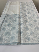 Kota cotton embriodery saree MS1490 - White & GreyishBlue