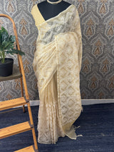 Tissue silk saree MTTS66- LightGolden