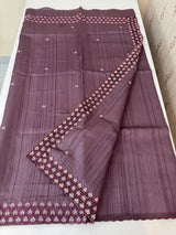 Blended tussar saree with cutwork - MSHK679 Mauve