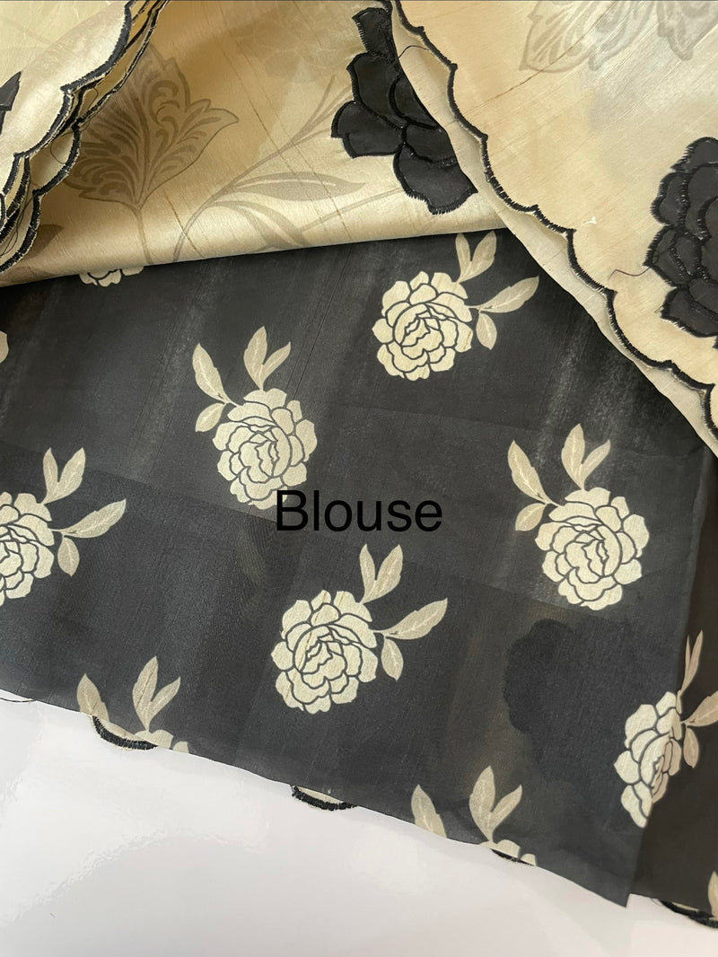 Semi tussar appliqué work saree MTS6589