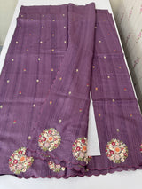 Blended tussar silk saree with embroidery- MS1072