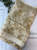 Banarasi kora oraganza saree with embroidery  MKOS326 Cream