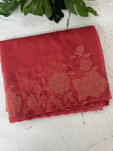 Soft organza saree with applique work - MCW543 DarkPeach