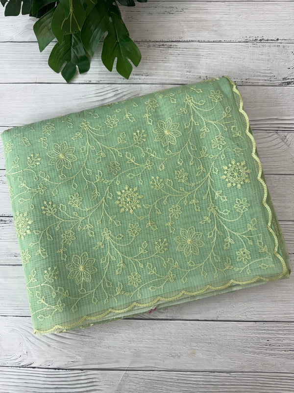 NetKota thread work saree MSH106 - Pastel PistaGreen