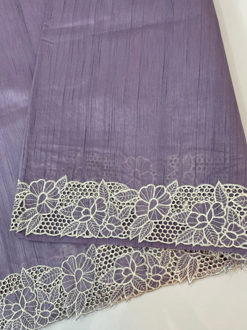 Cutwork Semi tussar saree MTSS879 Lavender
