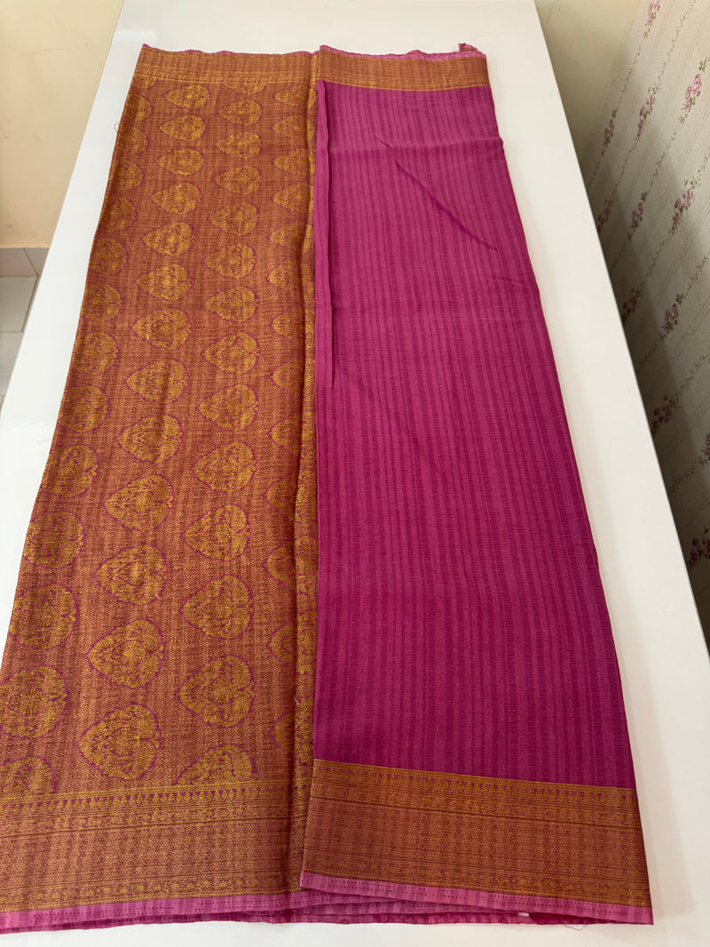 Crepe Banarasi viscose Georgette saree with brocade blouse MS953211 - OnionPink