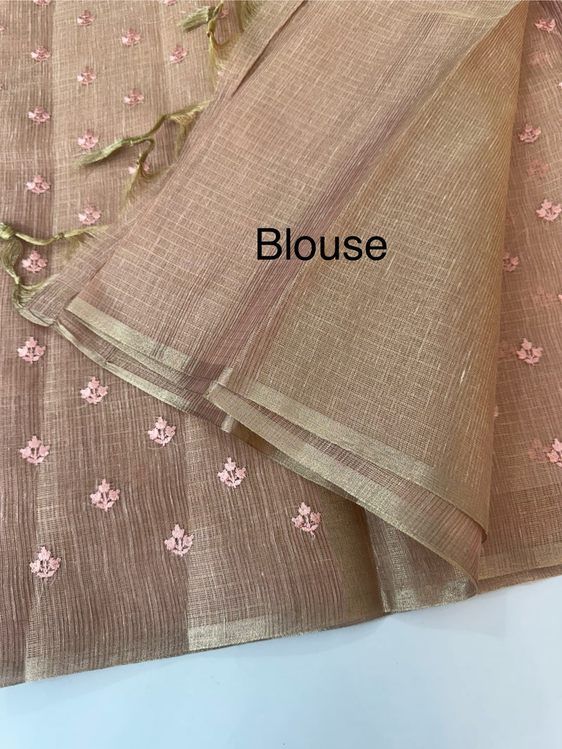Tissue Silk embriodery saree MS49888 - PeachPink