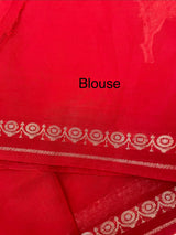 Blended Banarasi silk organza saree with zari weaving MSSA499 ChilliRed