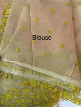 Tissue Organza saree with embriodery MS14638 GreenyYellow