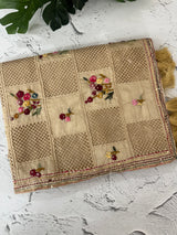 Blended tussar saree with kanta embroidery and cutwork pallu  - Beige MS5223 (2)