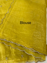 Soft crush Organza saree with embroidery and applique work MS14764
