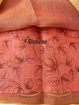 Ombre Soft Tissue linen saree with appliqué work MSL875
