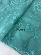 Glass organza saree with applique work- MSHW229
